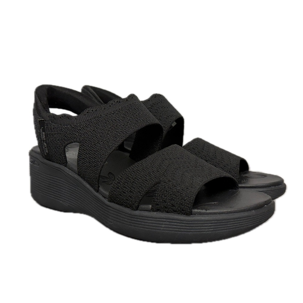 SKECHERS Slip-Ins Pier-Lite Slip On By - Black Lightweight Comfort Wedge Sandals